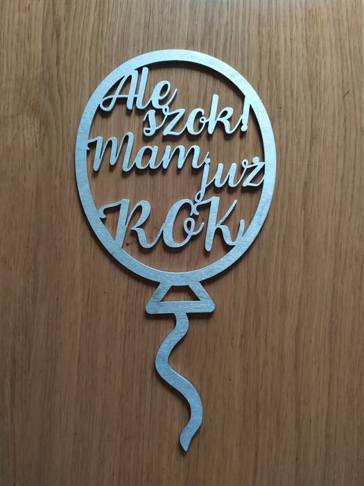 Komplet na roczek. Topper, świeczka, balonik