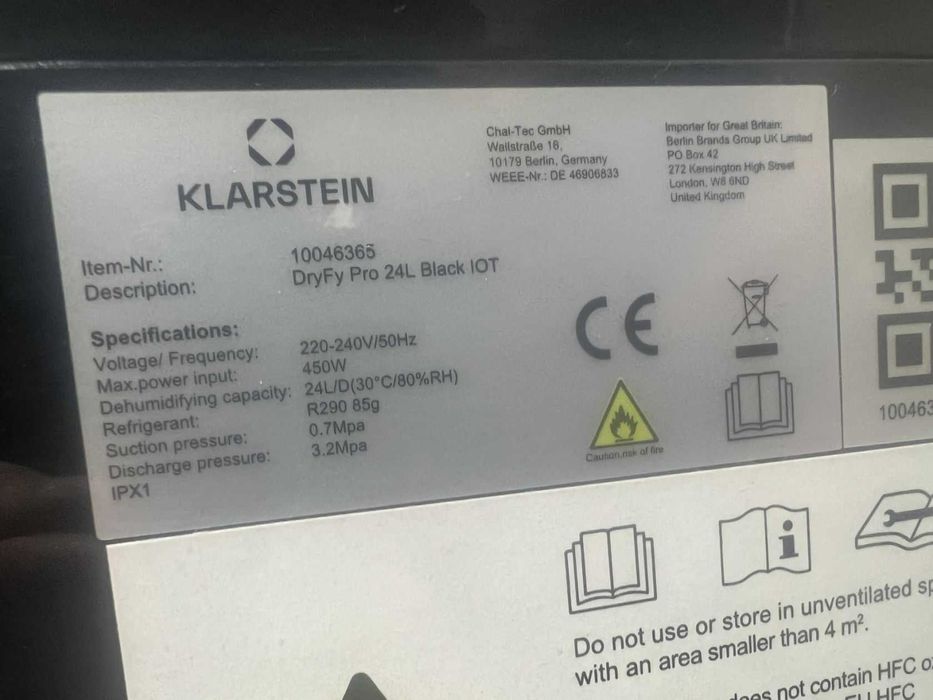 Осушувач повітря Klarstein DryFy Pro 24L Smart