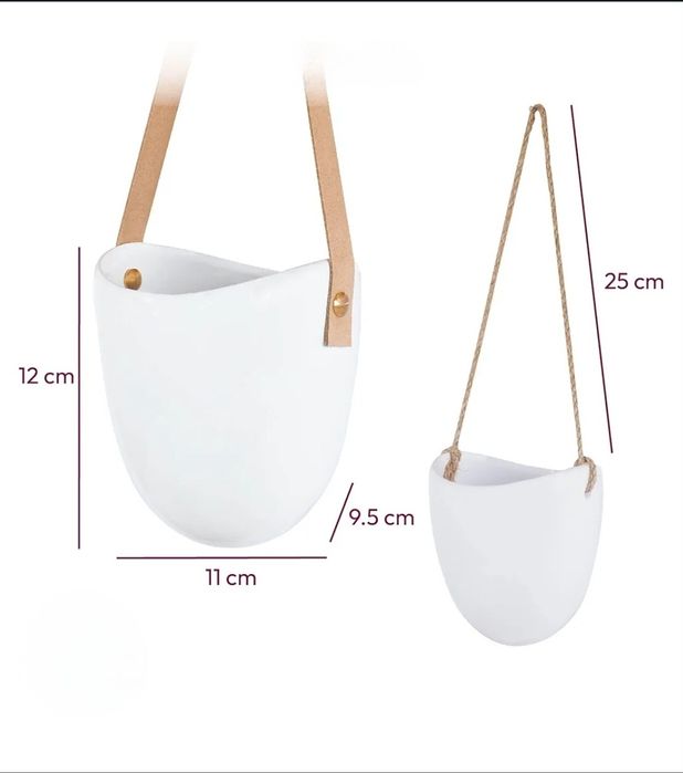 Komplet 3 nowych doniczek wiszących na ścianę w stylu boho loft balkon