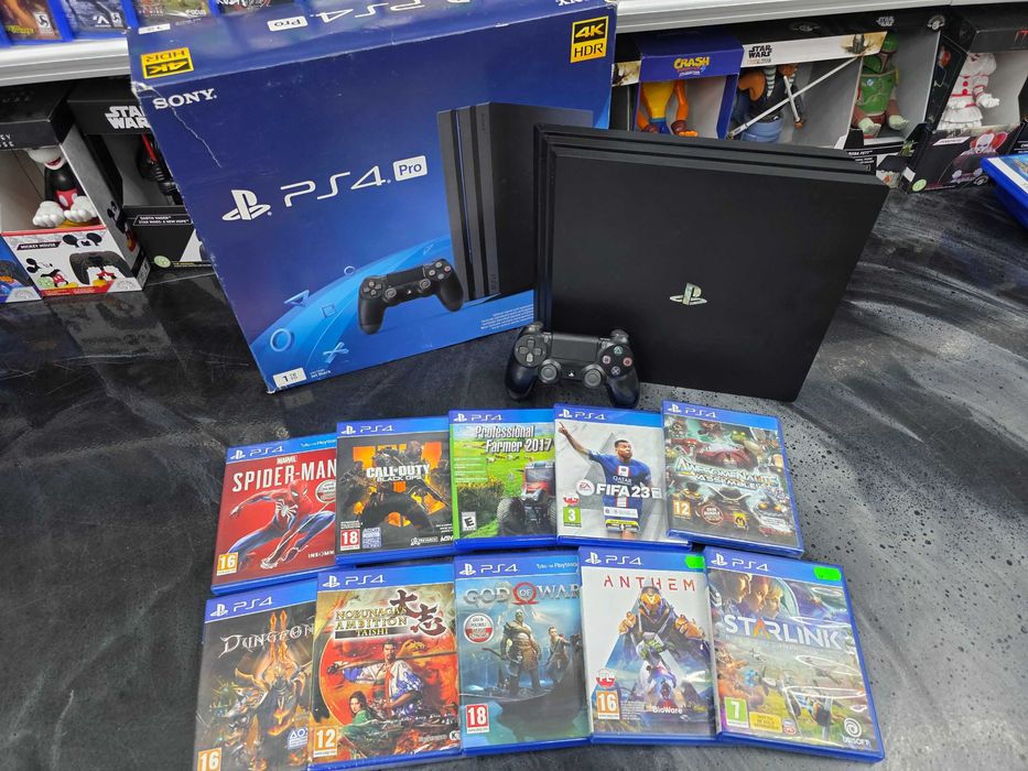Konsola Playstation 4 PS4 PRO 1TB + 10 gier Gwar 6 mies SKLEP ZAMIANA