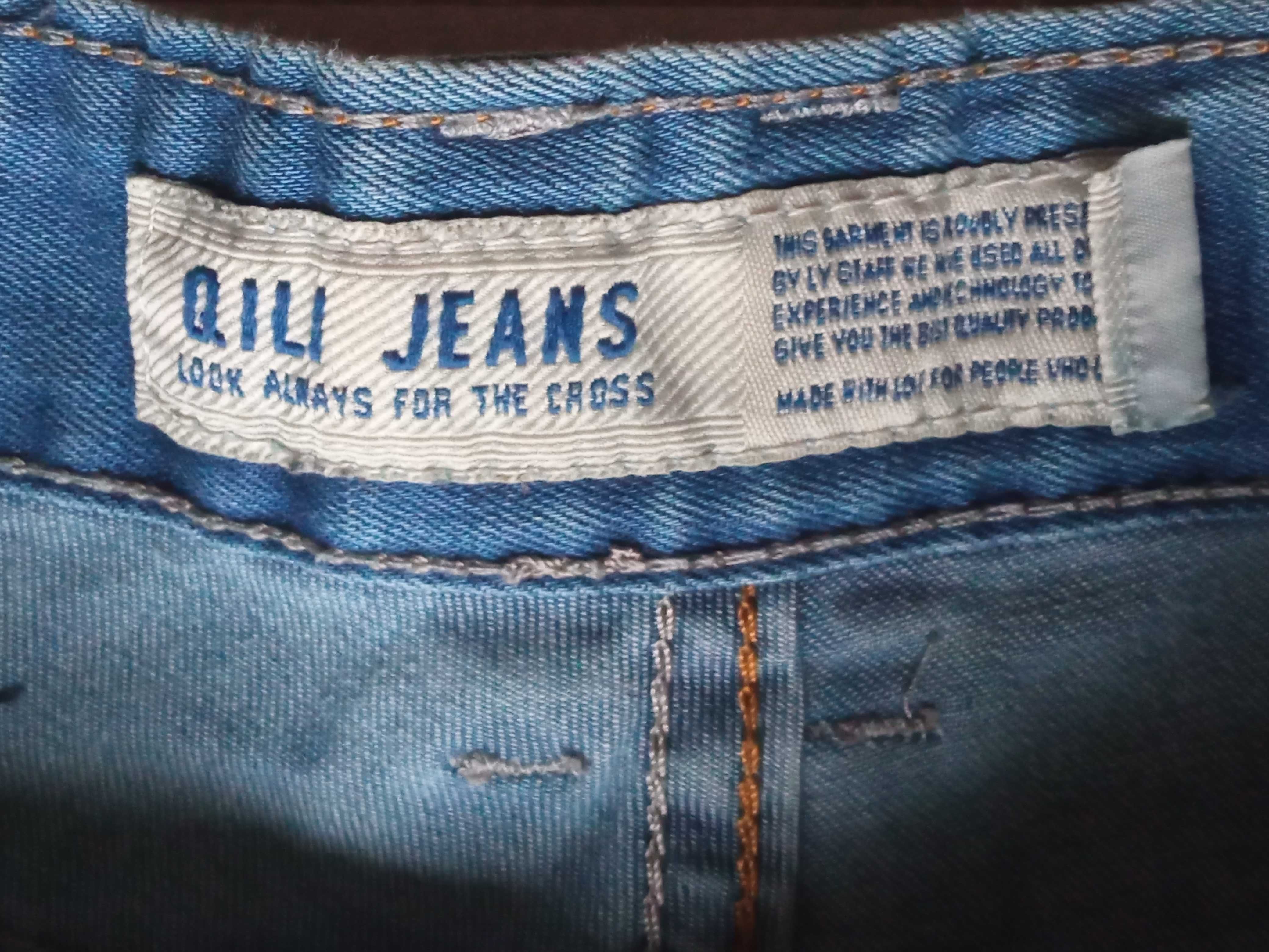 Męskie krótkie jeansowe spodenki Qili jeans W30 S niebieskie szorty