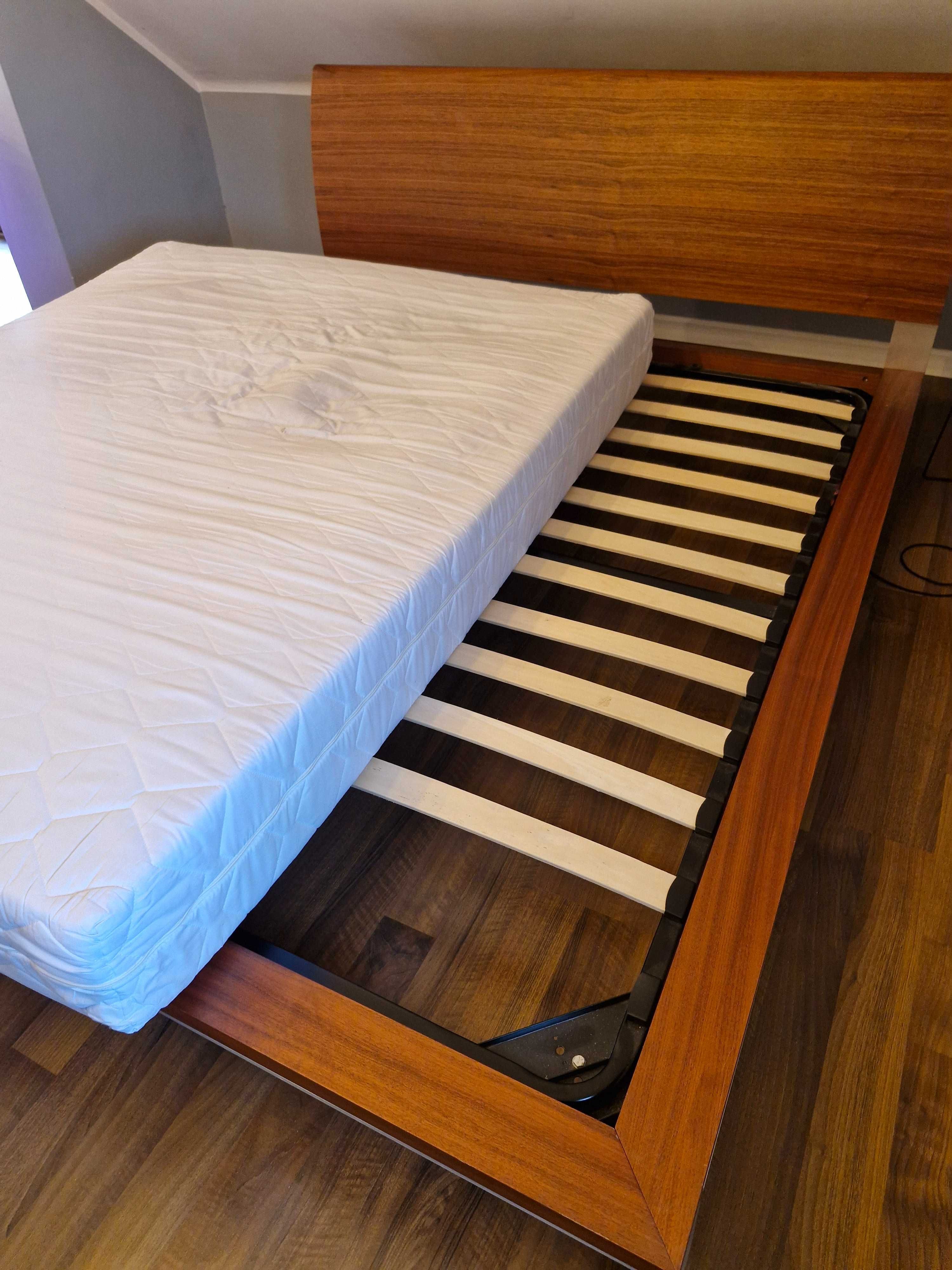 Łóżko do sypialni 180cm materac 160cm mahoń/orzech ze stelażem