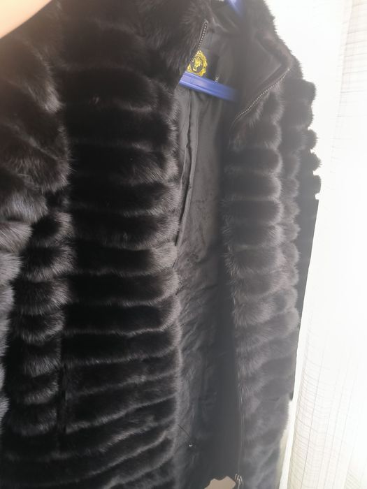 Шуба з натуральних хвостиків норки