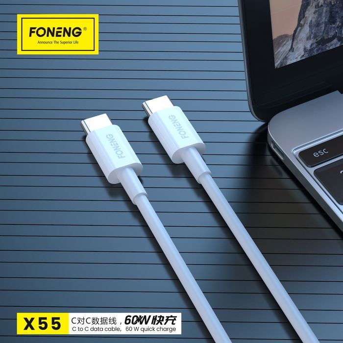 Foneng Kabel X55 - Typ C Na Typ C - Pd 60W 2 Metry Biały