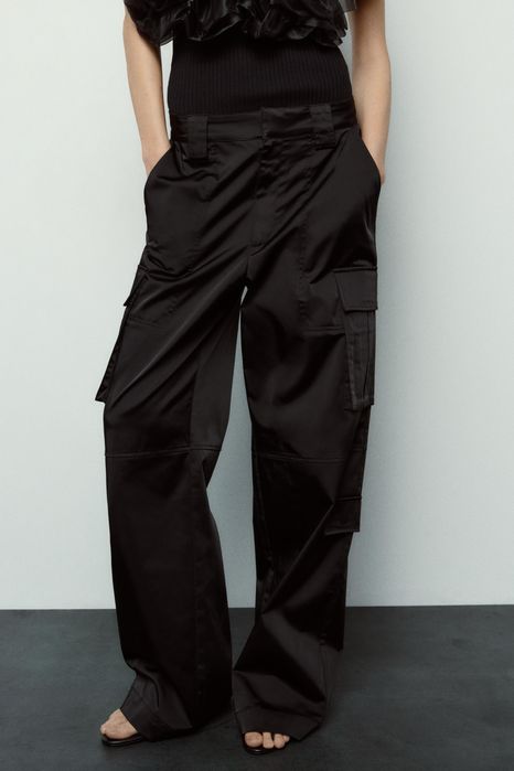 сатинові штани карго zara