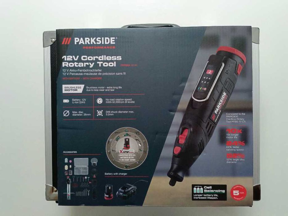 NOWY zestaw mini szlifierka drymerek 12V/2Ah, Parkside PPFBSA 12 A1