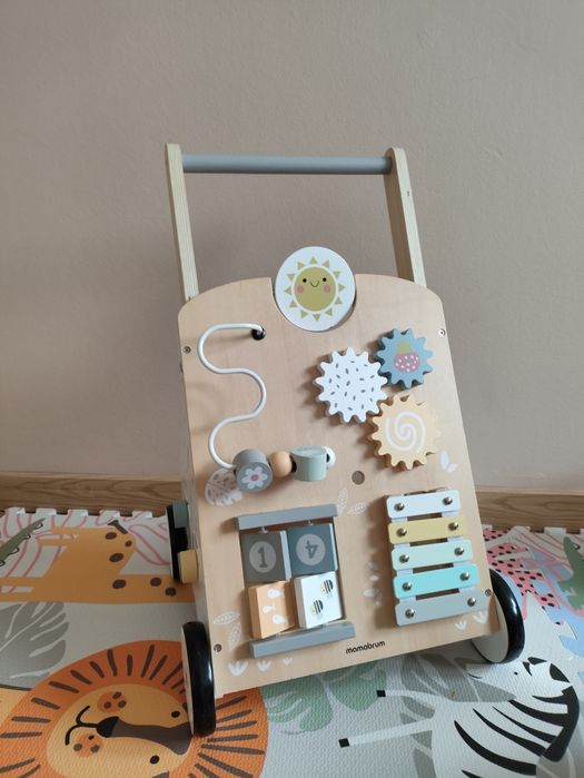 Drewniany chodzik edukacyjny 8w1 / pchacz dziecięcy MAMABRUM