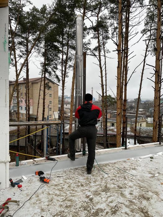 Монтаж установка гильзування гильзовка димоход димарі дымоход каміни