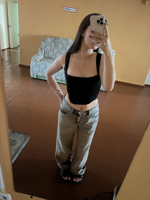 Джинси сірі, кльош, широкі