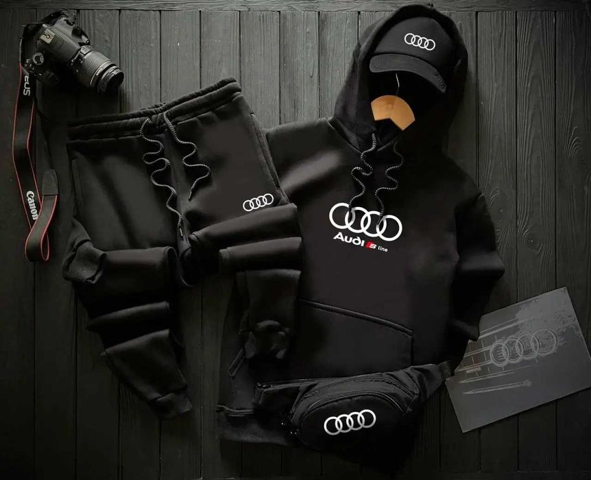 Мужской спортивный костюм на флисе Audi s-line зимний теплый  ауди