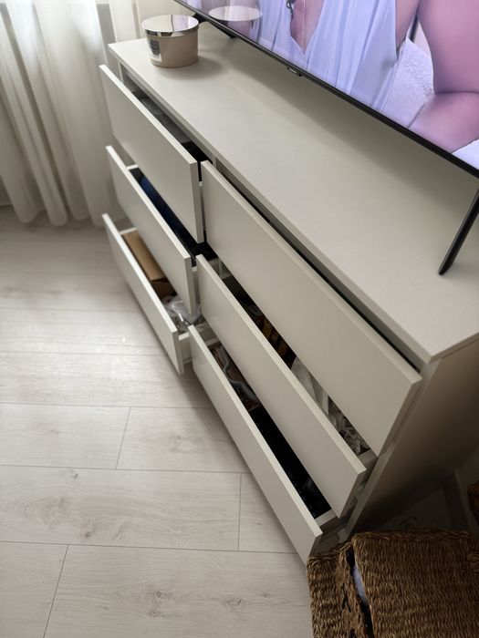Komoda biała 6 szuflad