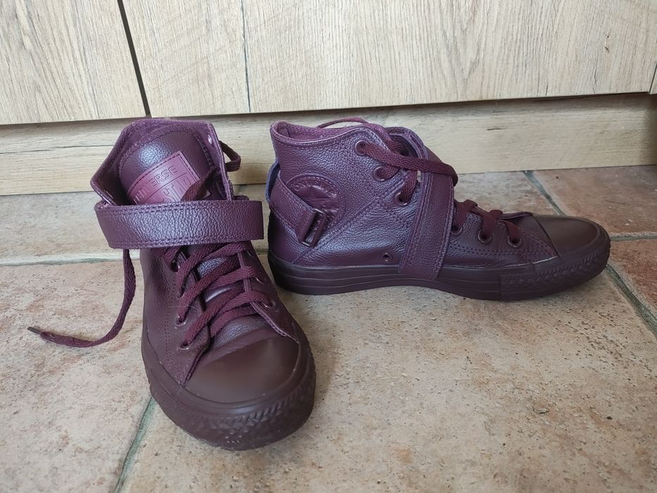 Trampki skórzane converse bordowe