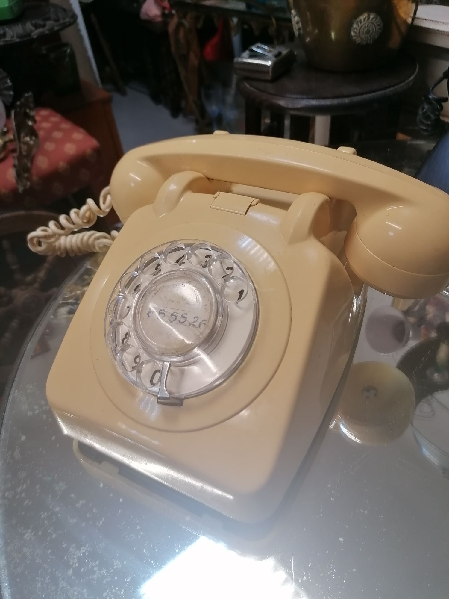 Telefone de disco, cor bege