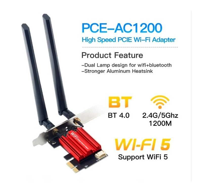 AC1200 karta WiFi dwuzakresowa 2.4GHZ/5Ghz + Bluetooth