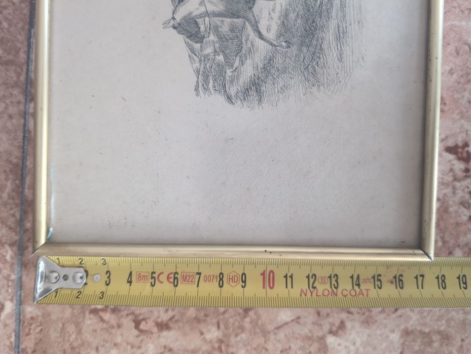 Desenho original a carvão assinado.