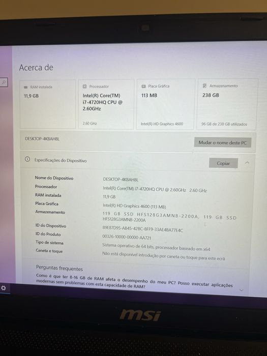Portátil MSI IntelCore i7 ( Negociavel )