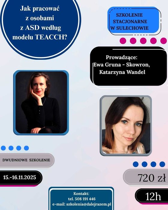 Szkolenie: "Jak pracować z osobami z ASD według modelu TEACCH?"
