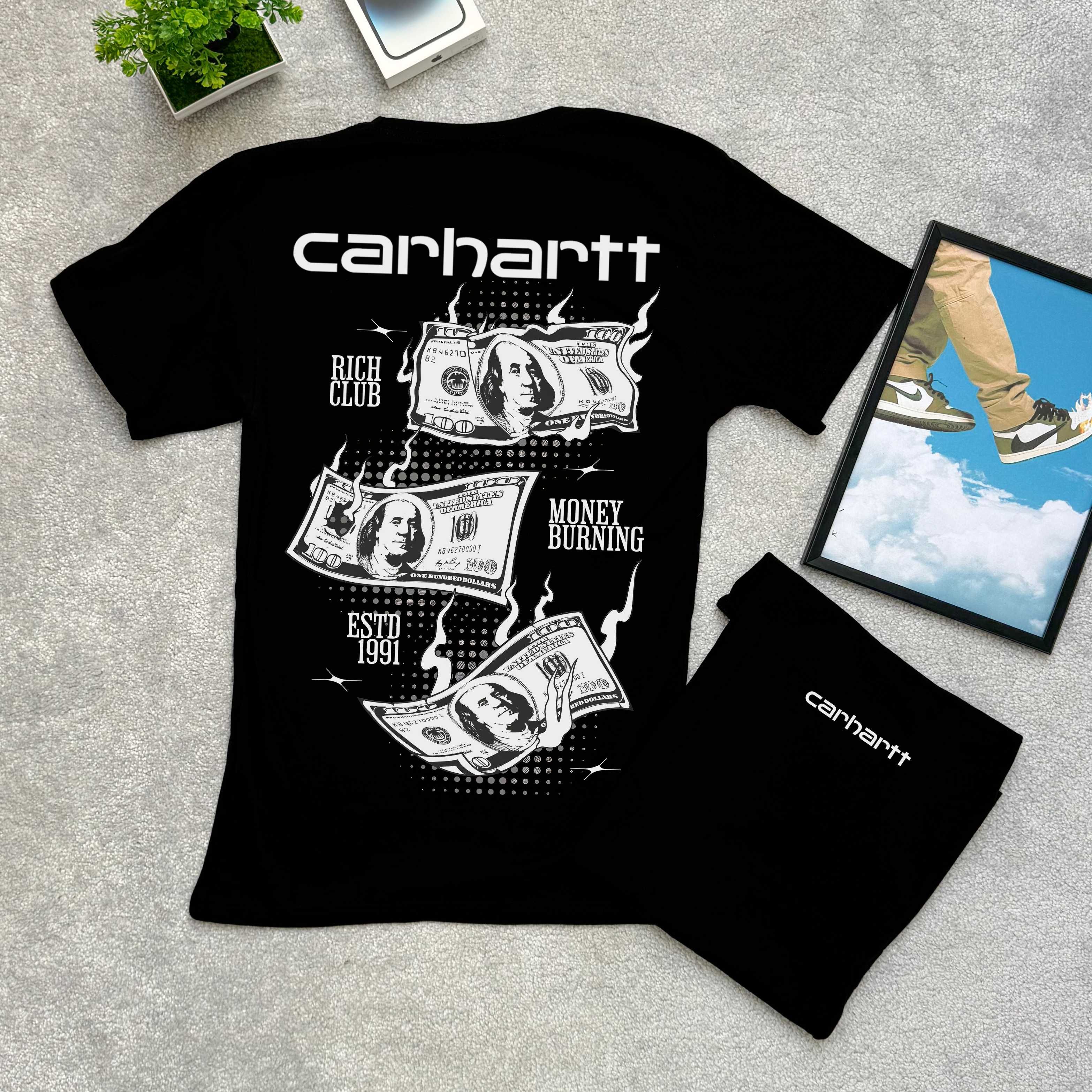 Биг Лого Принт | Футболка Carhartt Dollar| С М Л ХЛ | Белая / Черная