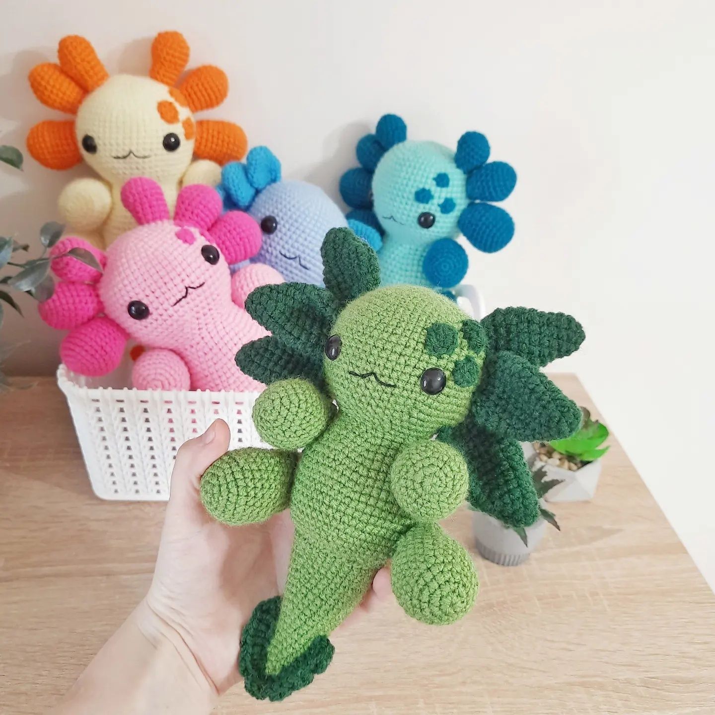 Аксолотль. Мягкая игрушка амигуруми ручной работы, аксолотли аксалотл