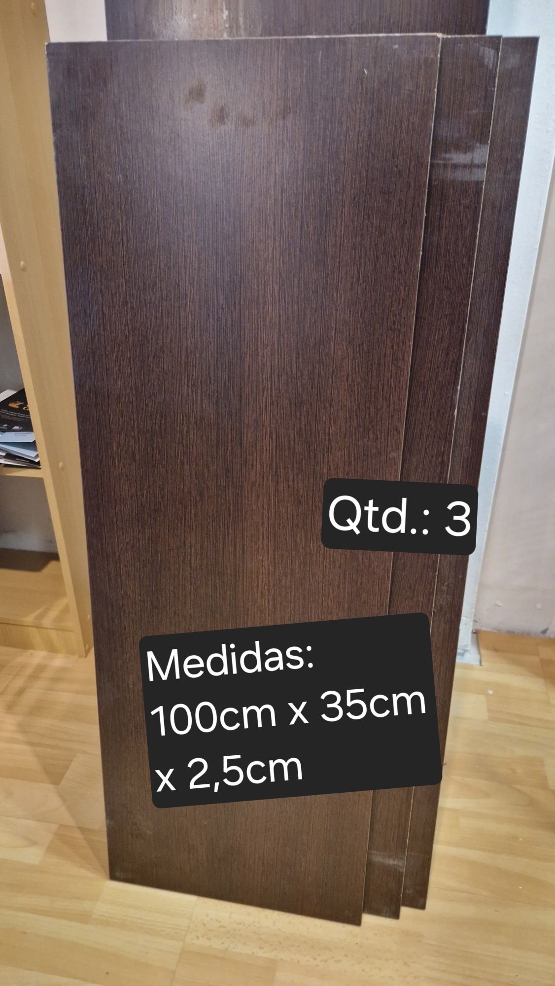 23 Prateleiras/painel com ferragens em wengue vários medidas