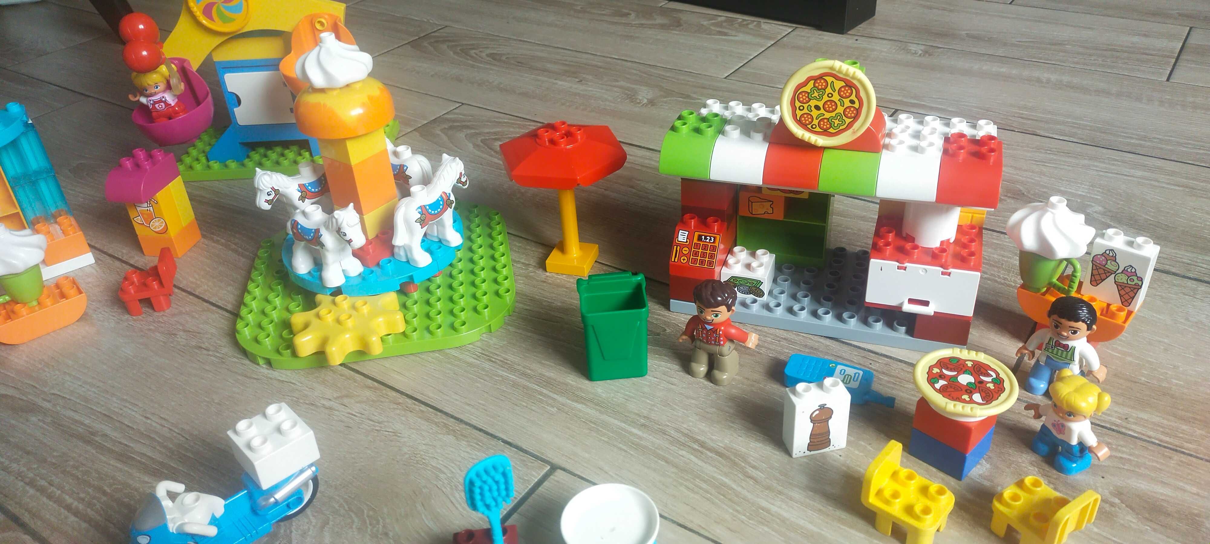 Mega zestawy lego duplo kolejka tory pizzeria i inne
