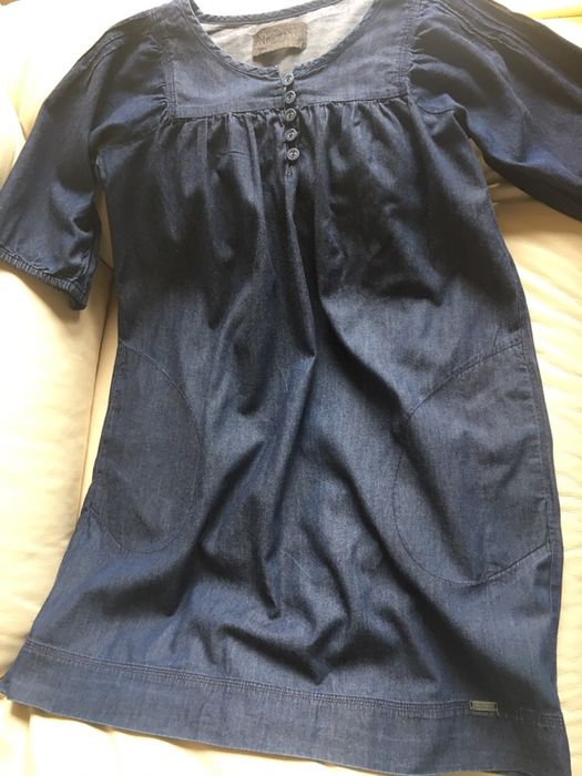 Sukienka jeansowa ciążowa numph XS/S+ gratis spodnie ciążowe ecru