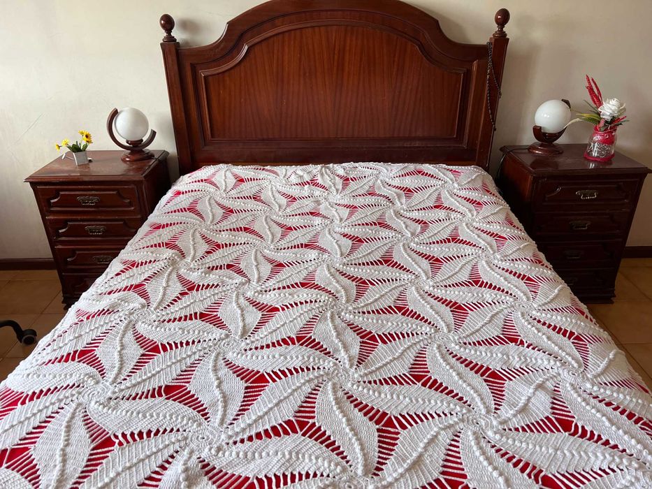 Vendo colchas de croché algodão feitas à mão - estrela mar e losangos