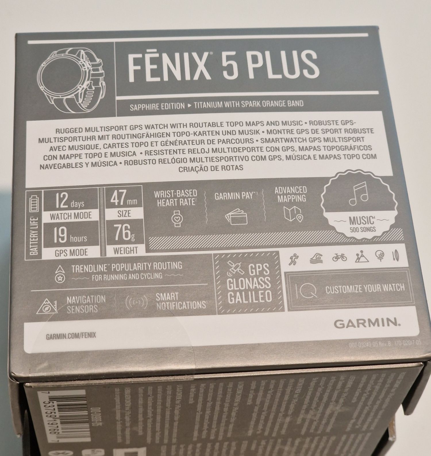 Zegarek Garmin fenix 5 plus sapphire titanium