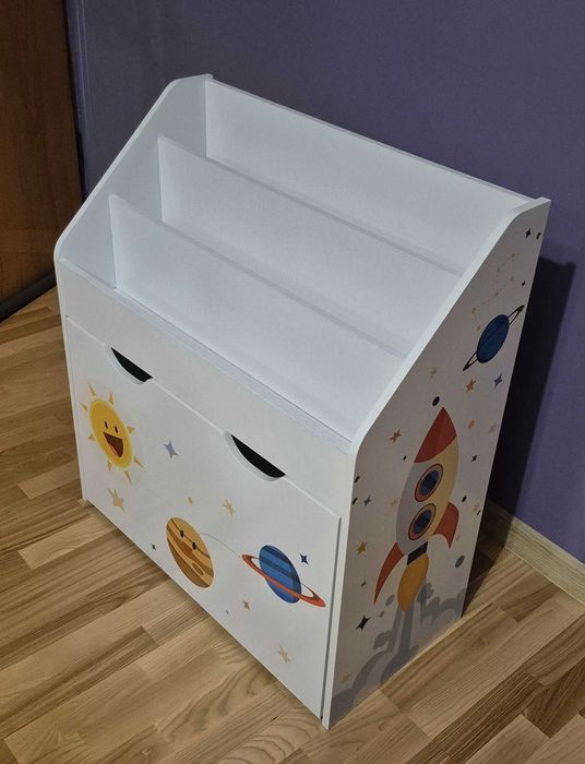 Regał / organizer dziecięcy 3 półki + szuflada na kółkach