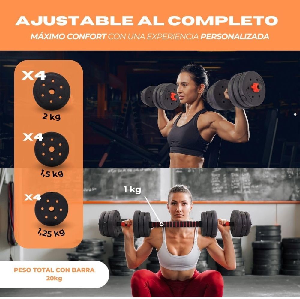 Halteres conjunto de 2 pesos reguláveis com pequenos discos de até 2kg