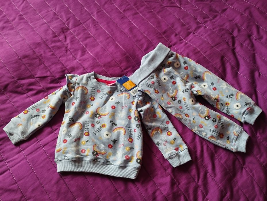 Lupilu nowy dziewczęcy dres falbanki spodnie bluza 62 68