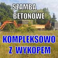 Betonowe-zbiorniki szamba 9m3 Piwniczki Kompleksowo z wykopem