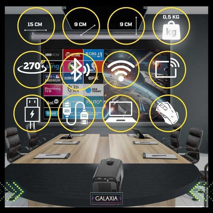 Projektor Rzutnik Mini Przenośny Android Led Wifi FULL HD Smart TV