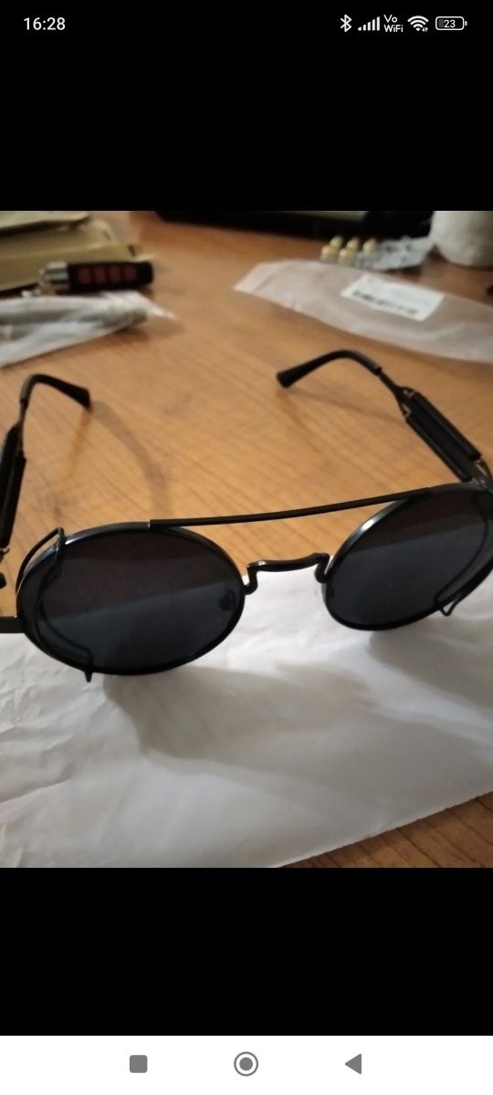 Okulary przeciwsłoneczne vintage lenonki okrągłe czarne unisex