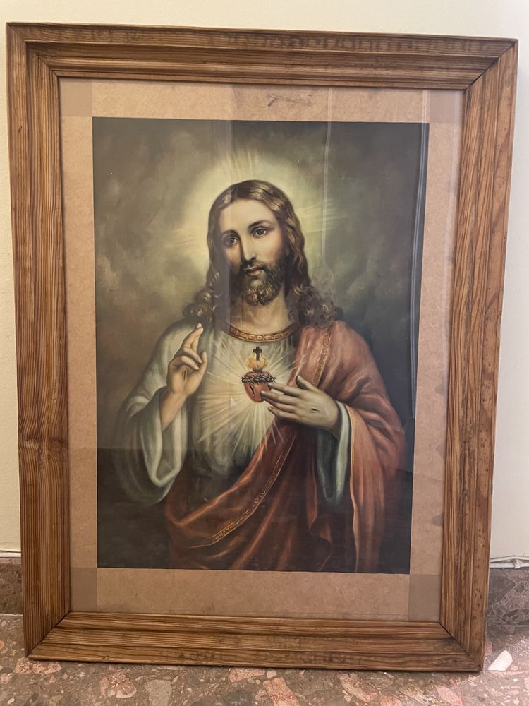 Quadro Sagrado Coração de Jesus antigo