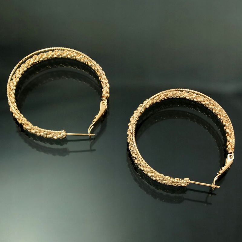 Piekne Złote Kolczyki Koła Kółka Ze Stali Chirurgicznej 18k Grube 4 Cm