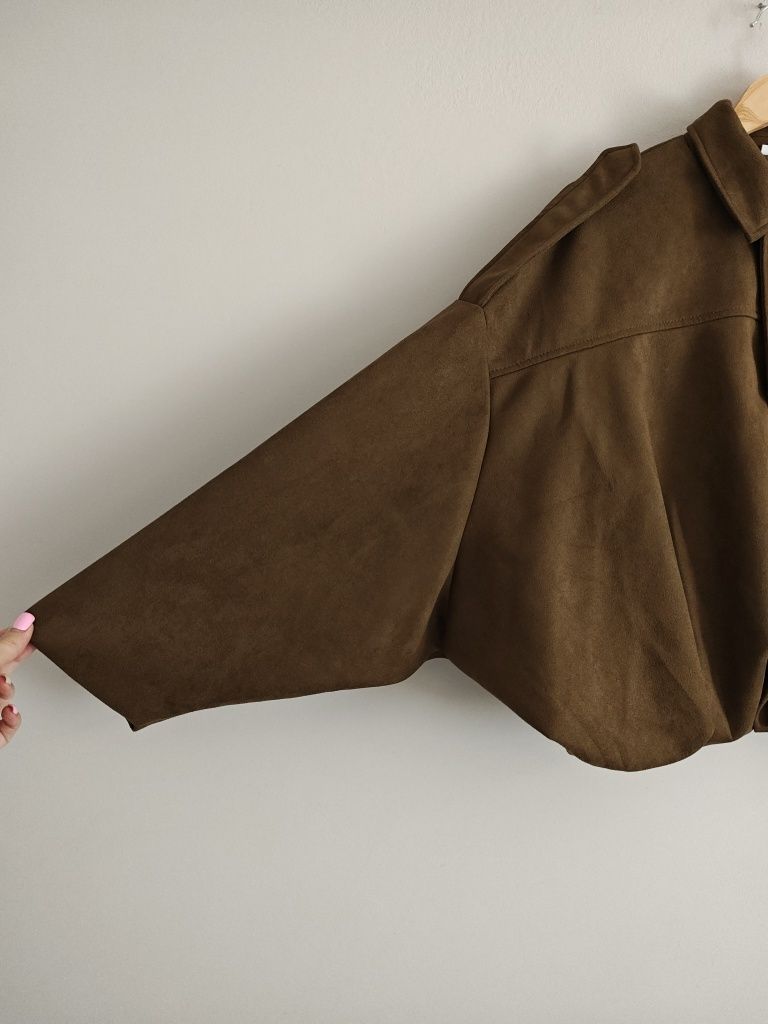 Zamszowa brązowa kurtka bomberka viral S 36 M 38 brown fall autumn