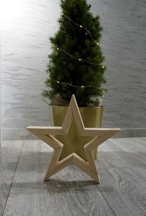 Gwiazda drewniana stojąca 30 cm ozdoba świąteczna - rękodzieło