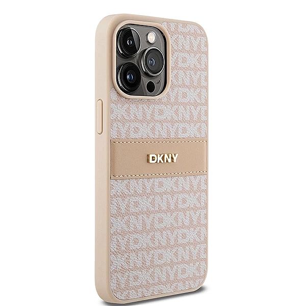 Etui DKNY Leather Mono Stripe & Metal Logo na iPhone 15 Pro Max - różo