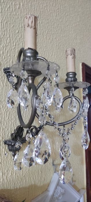 2 candeeiros de parede de cristal rústico em ótimo estado