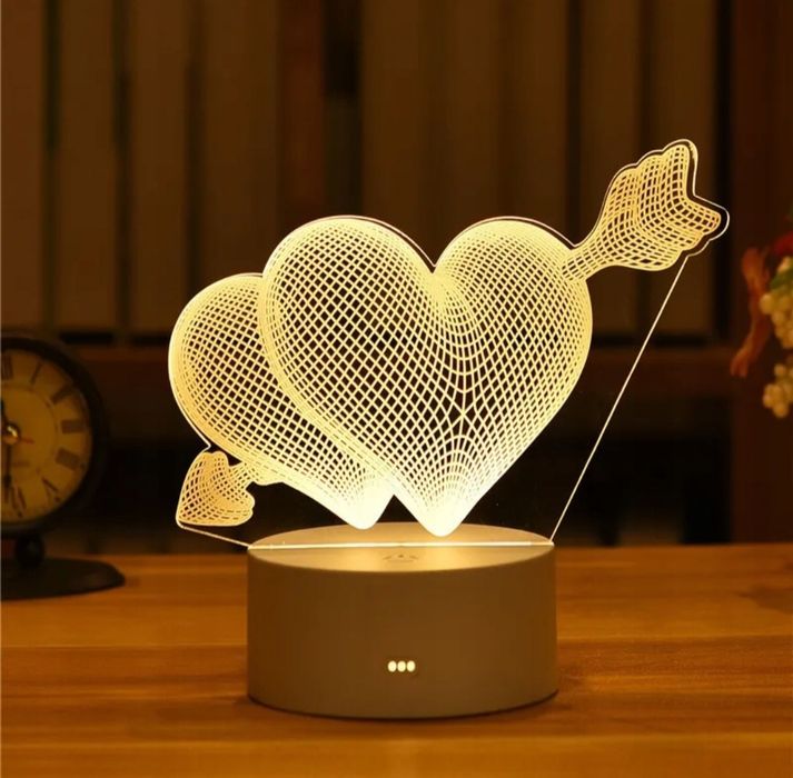 Lampa nocna serca LED 3D