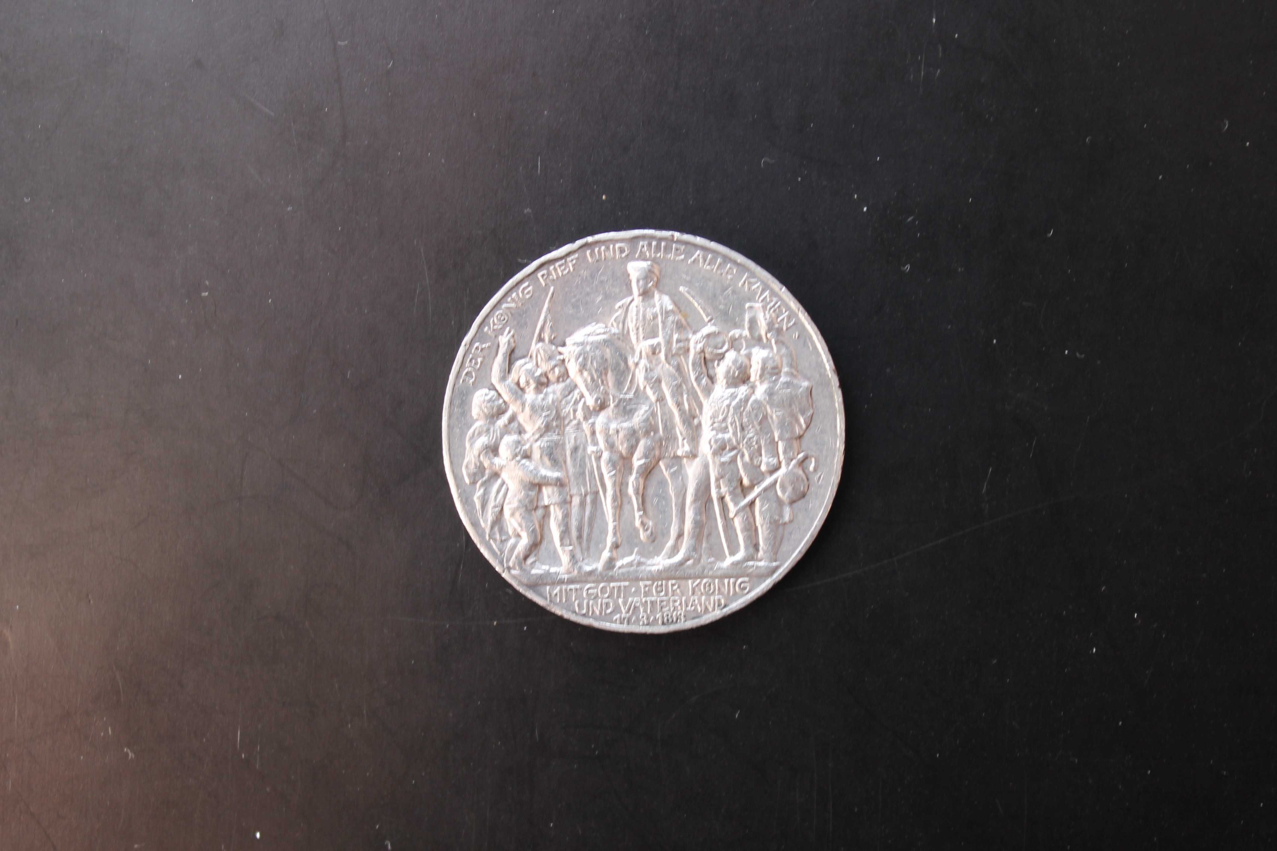 3 марки 1913 года Пруссии, серебро 100-летие победы над Наполеоном