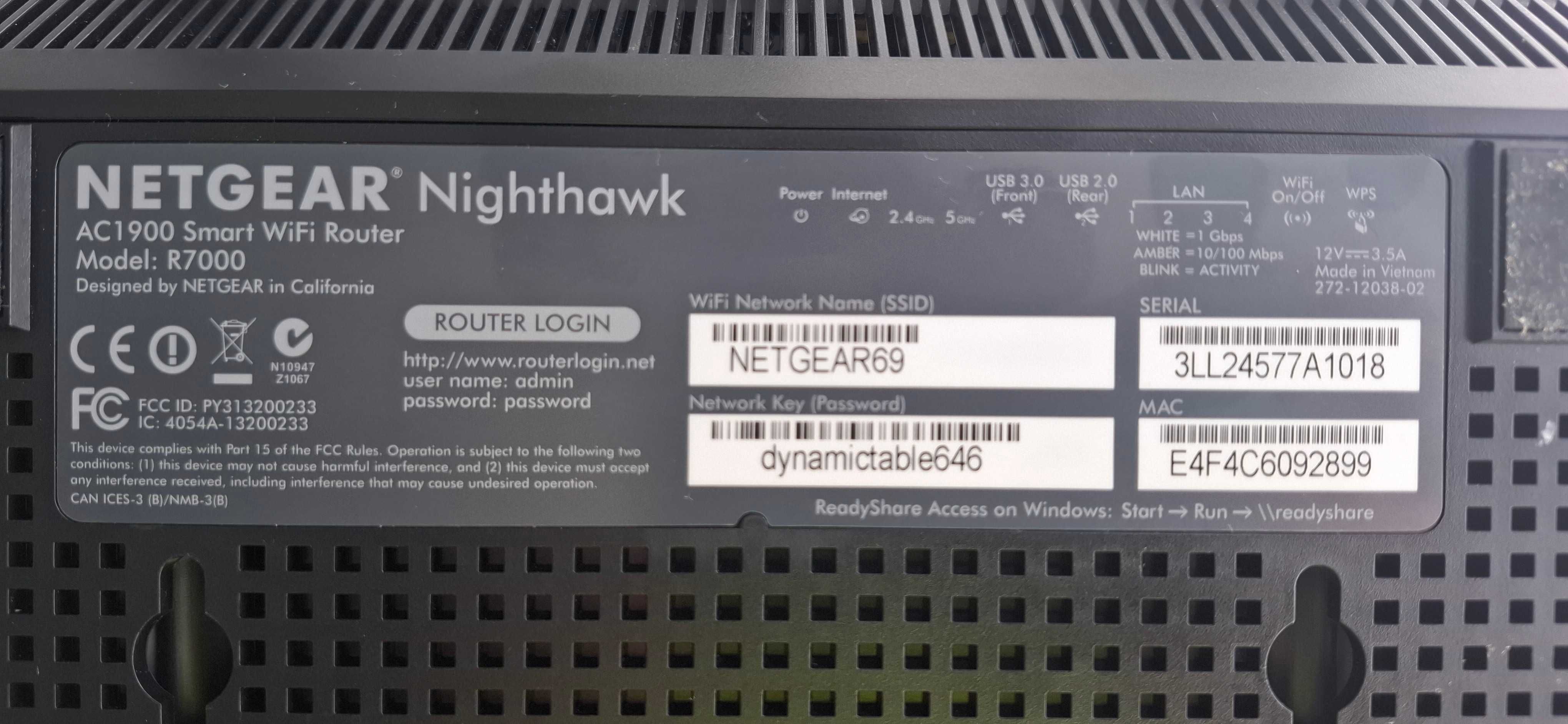 Router Netgear Nighthawk R7000 AC1900