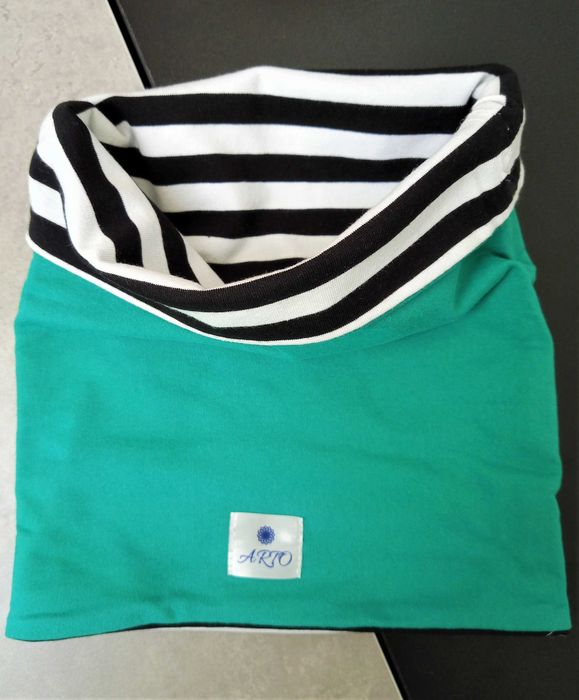 Komin szalik unisex zielony paski dwustronny 47