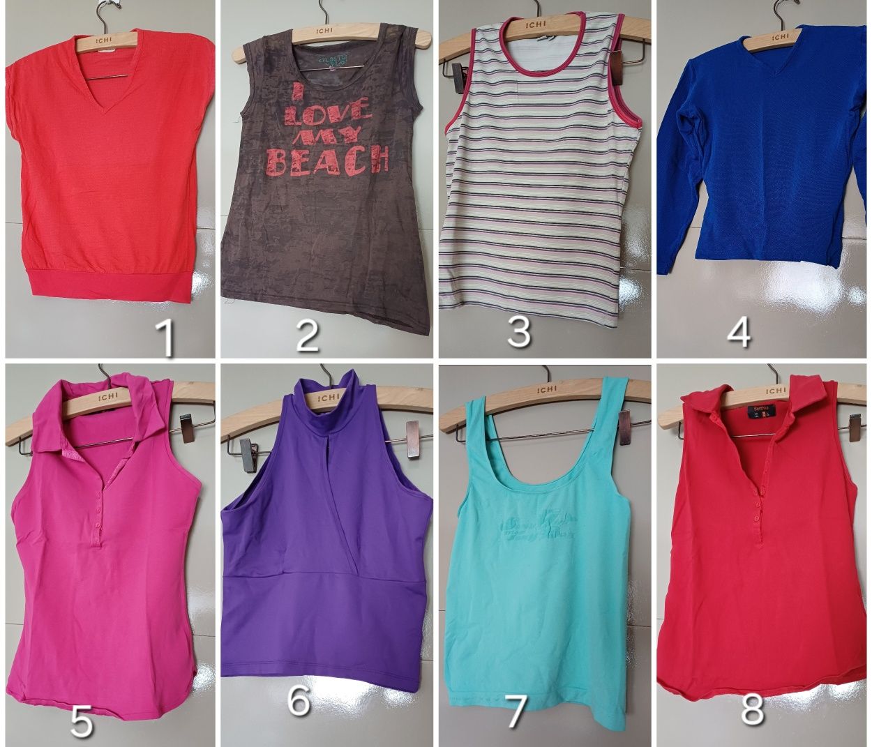 Blusas e tops tamanho S/M.
Roupa de senhora. 
Em bom estado.