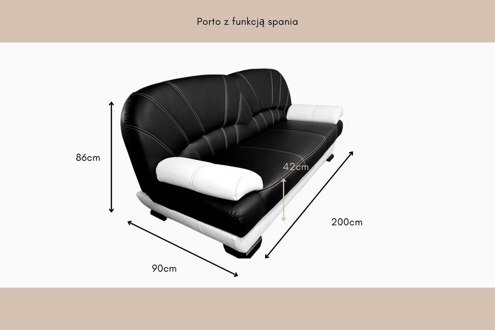 Kpl kanapa Porto z Finką ze skóry naturalnej  dostępne od ręki