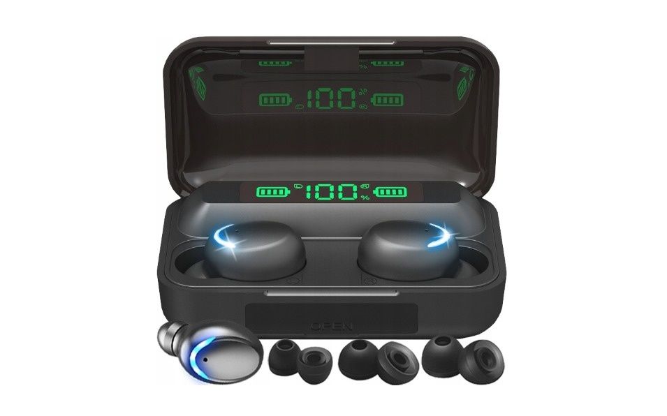 Słuchawki bezprzewodowe douszne wodoodporne Bluetooth + Powerbank