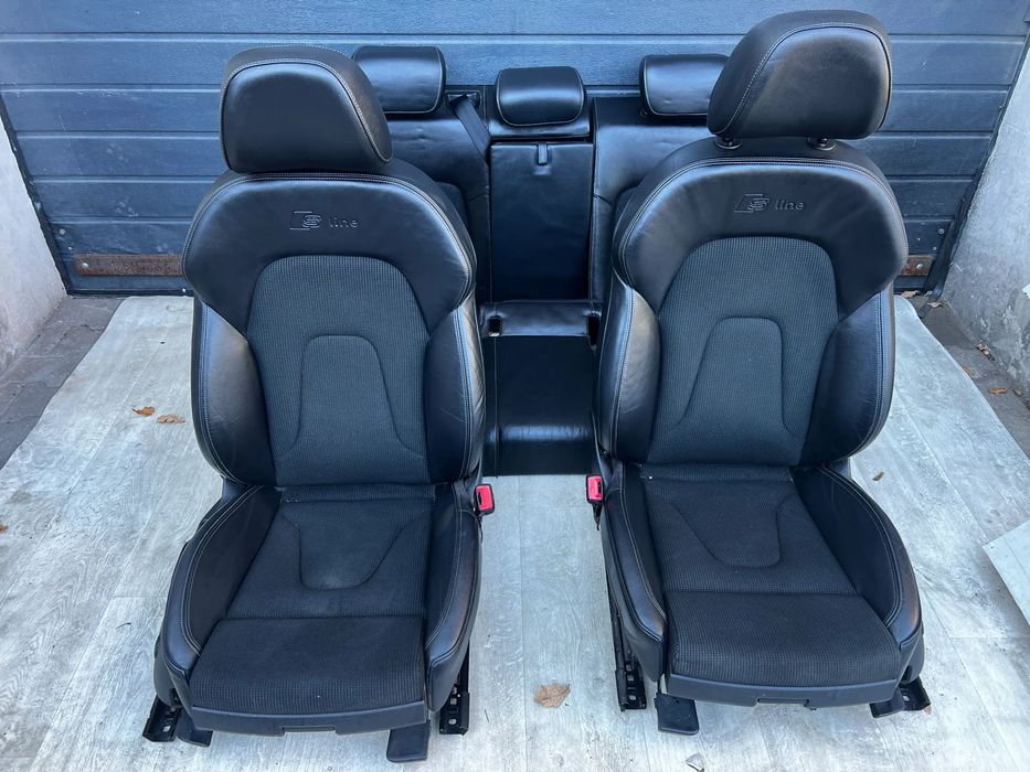 FOTEL FOTELE AUDI A4 B8 S LINE SKÓRA + MATERIAŁ GRZANE