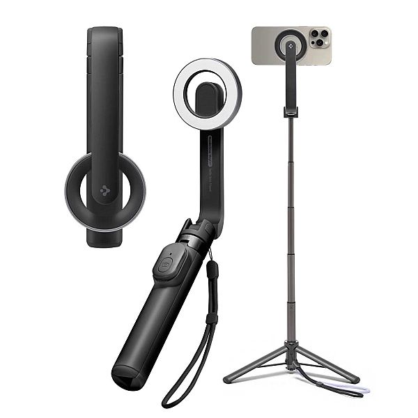 Selfie stick Spigen S571W MagSafe Bluetooth z tripodem - czarny