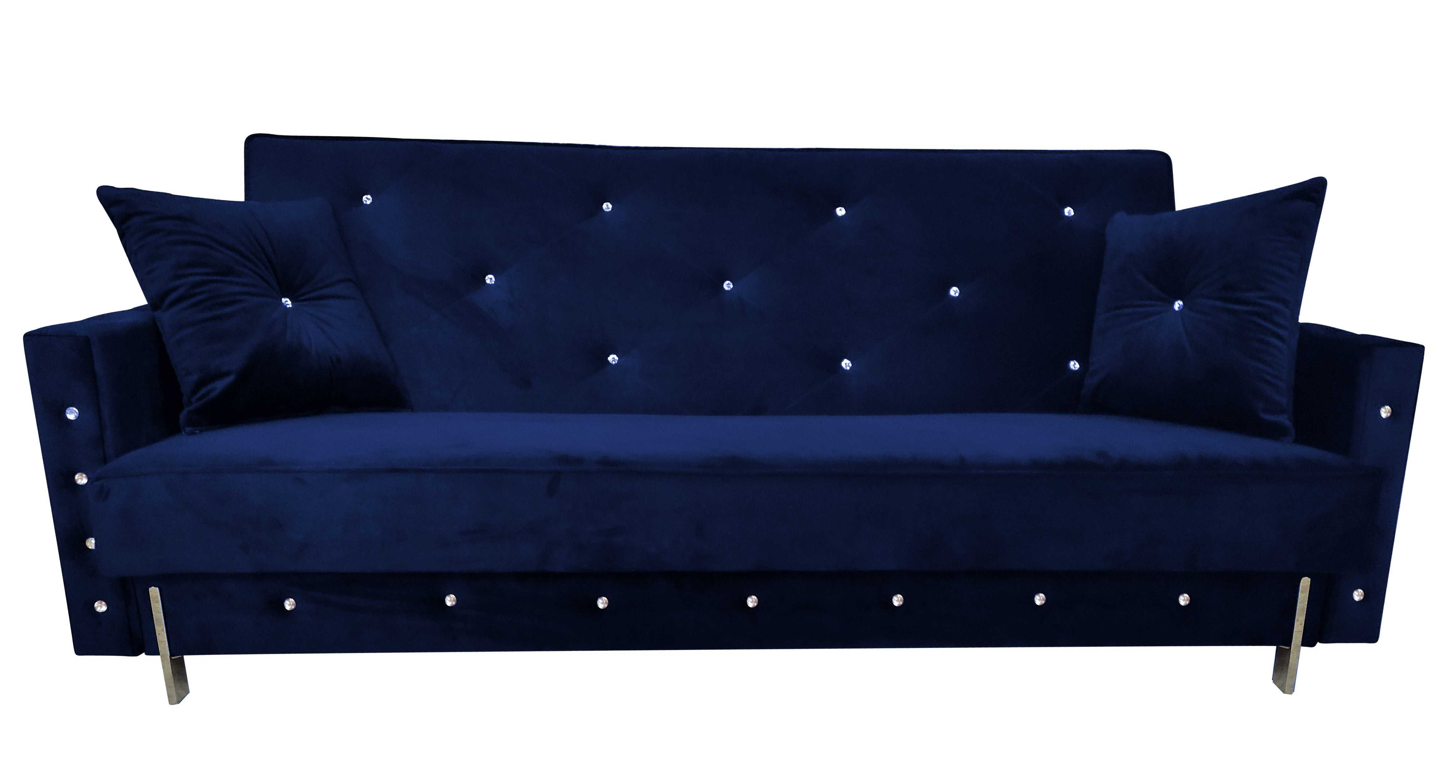 Rozkładana Glamour Sofa Kanapa z pojemnikiem kryształ welur modułowe
